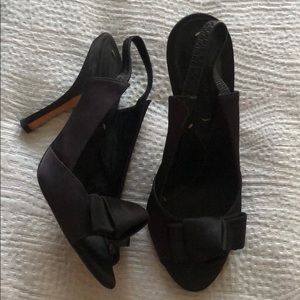 BCBG Maxazria Satin Bow Elegant Slingback Sandals